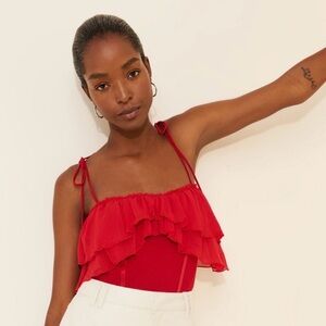 Chic Red Layered Bodysuit